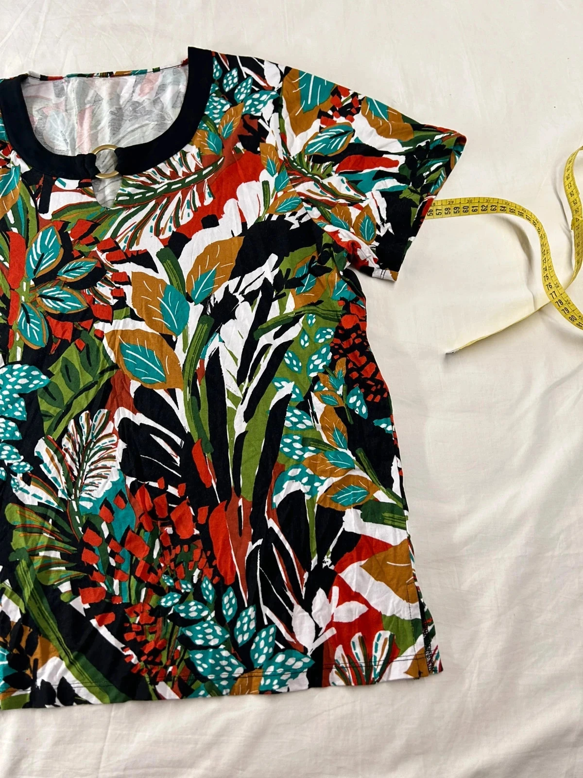 Blusa vintage multicolor de manga corta – photo 4